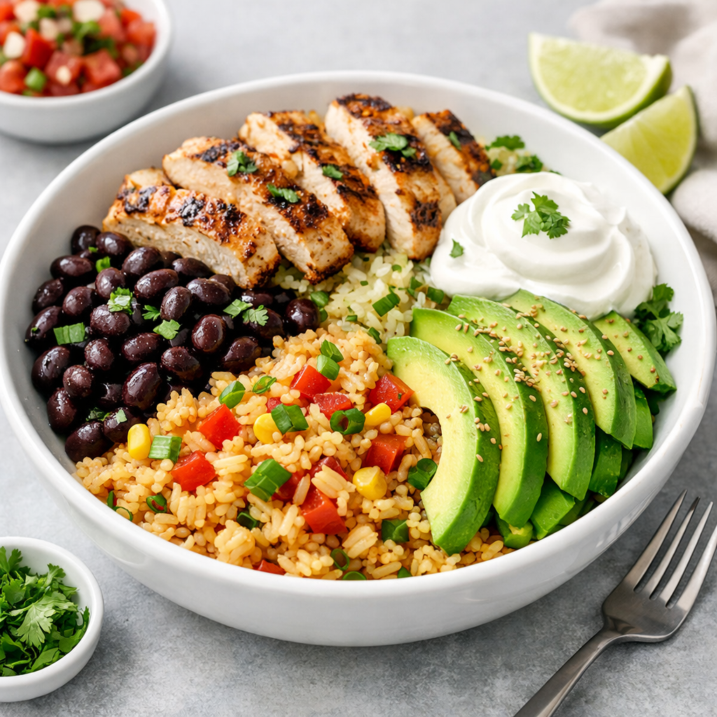 Protein and rice power bowl
