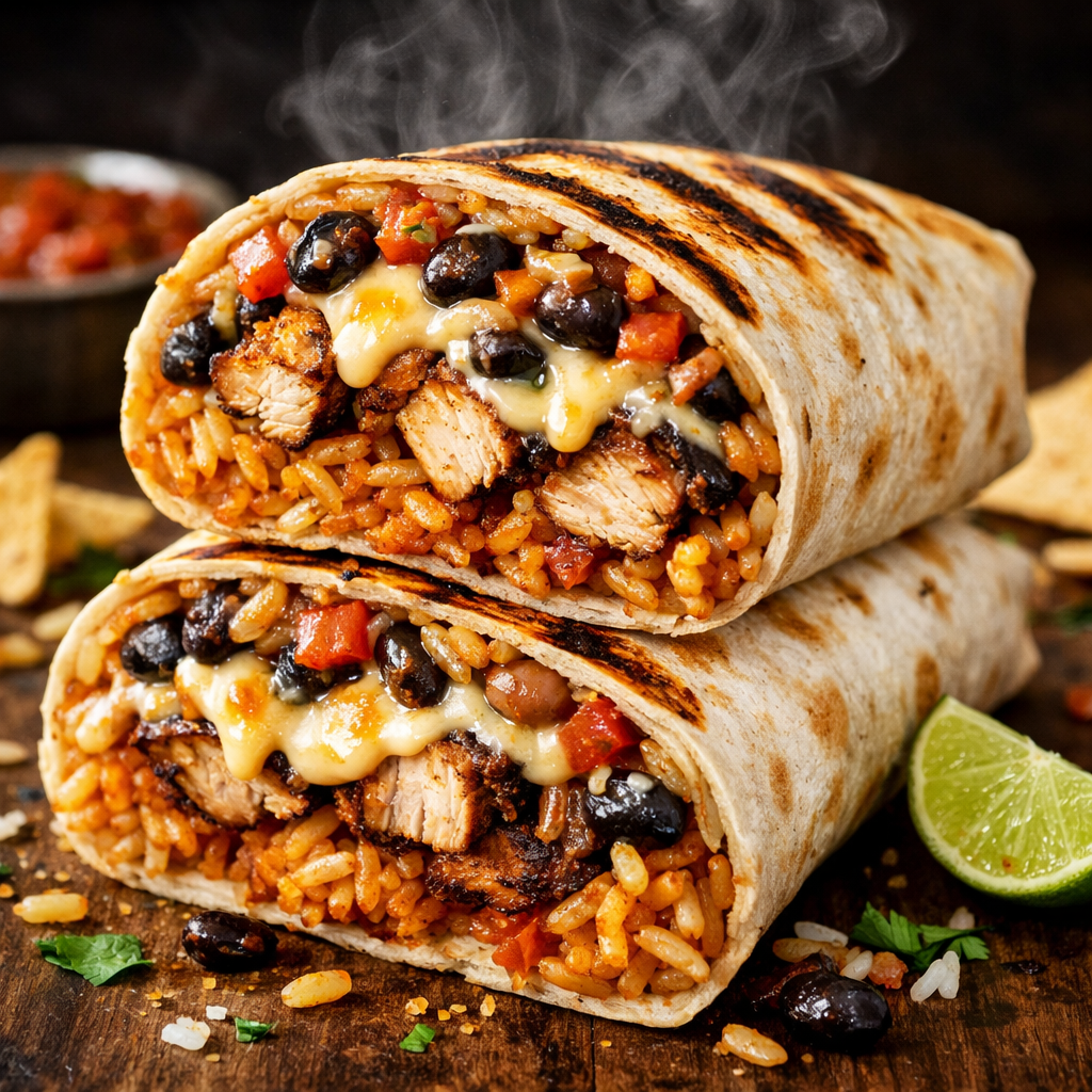 Grilled burrito wrapped in foil