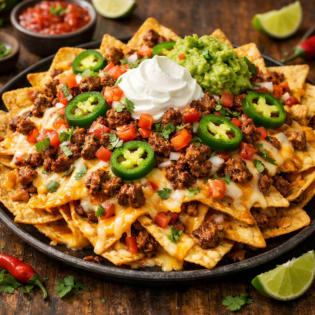 Loaded nachos with toppings