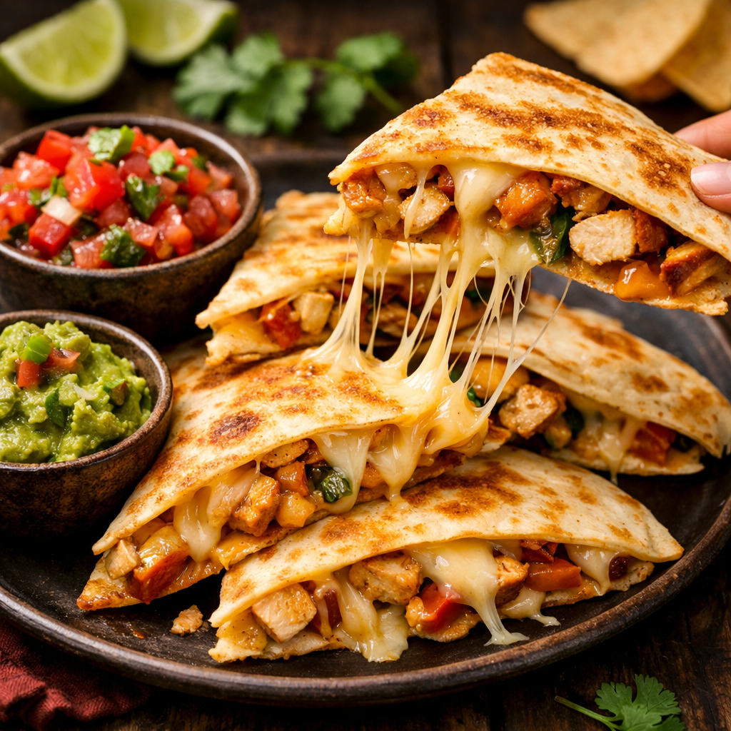 Cheesy quesadilla slices