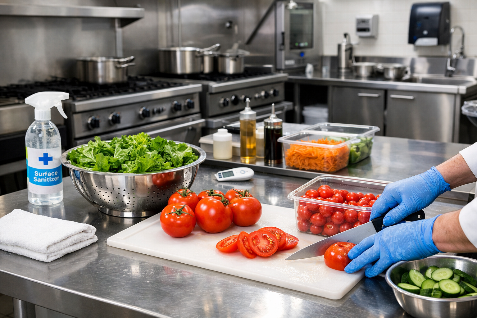 Kitchen team focused on food quality control